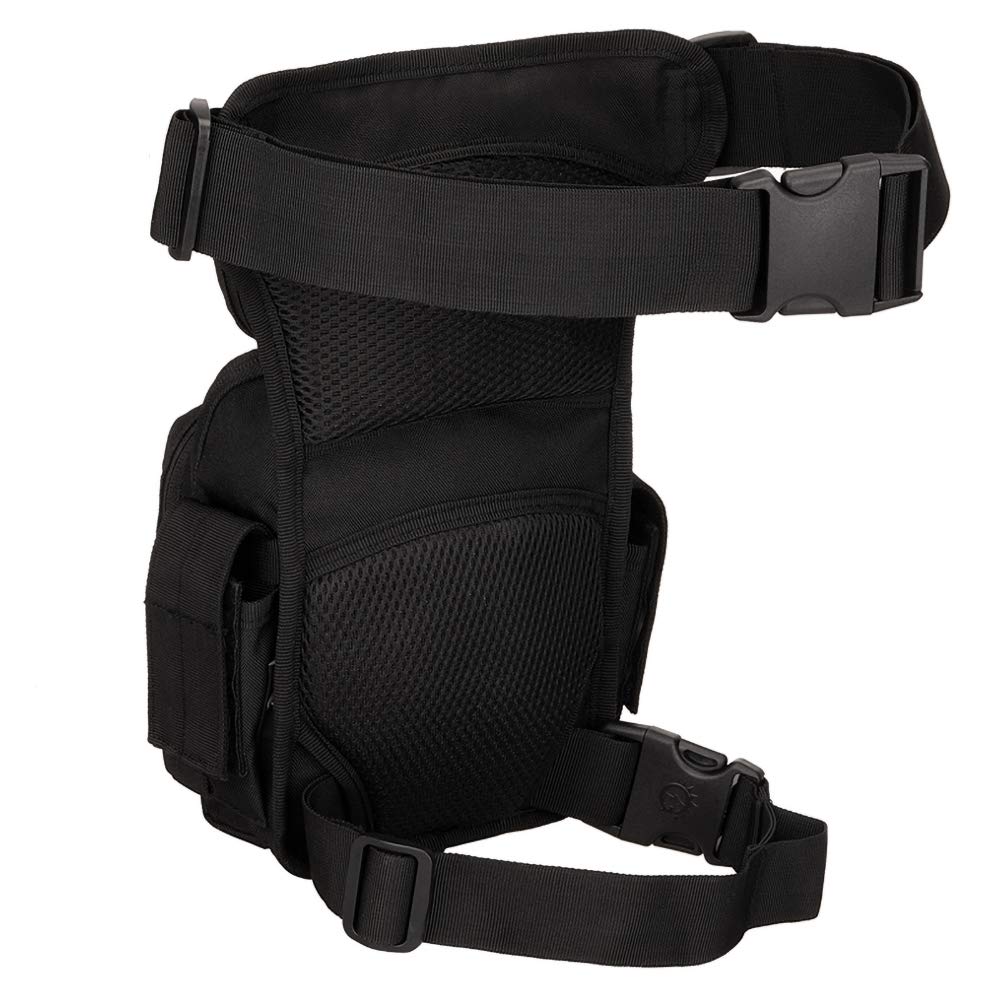 YFNT Tactical Drop Leg Bag side view with detachable leg straps for versatile wear