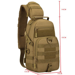 YFNT sling bag side profile showing MOLLE system for modular attachments.