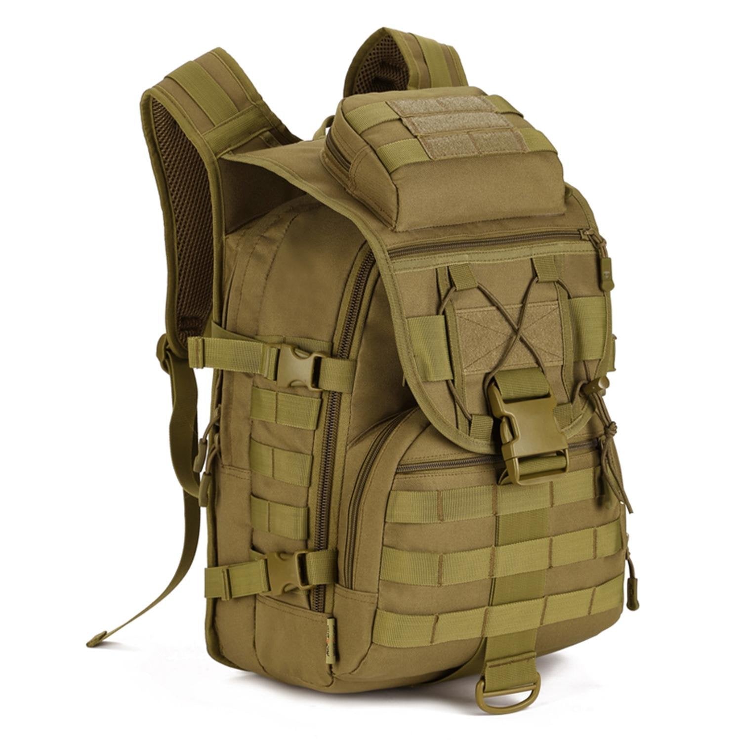 YFNT Tactical MOLLE Backpack front view showing quick access and organization.