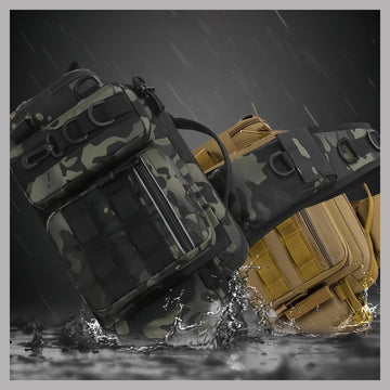 Back view of waterproof fishing backpack showing breathable mesh back panel