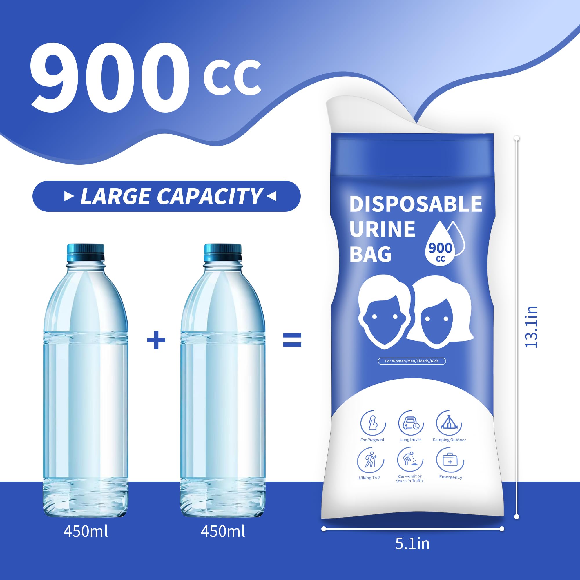 YIGOYIHU urine bags capacity 900ml suitable for long trips and camping emergencies