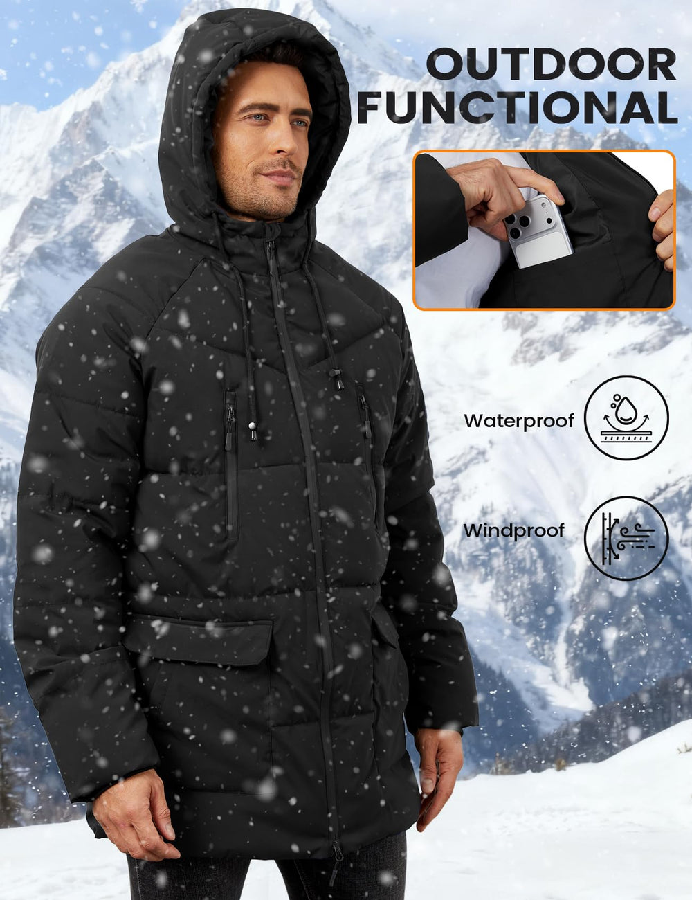 Yimoon insulated inner detail shows soft puffy filling for warmth without bulk.