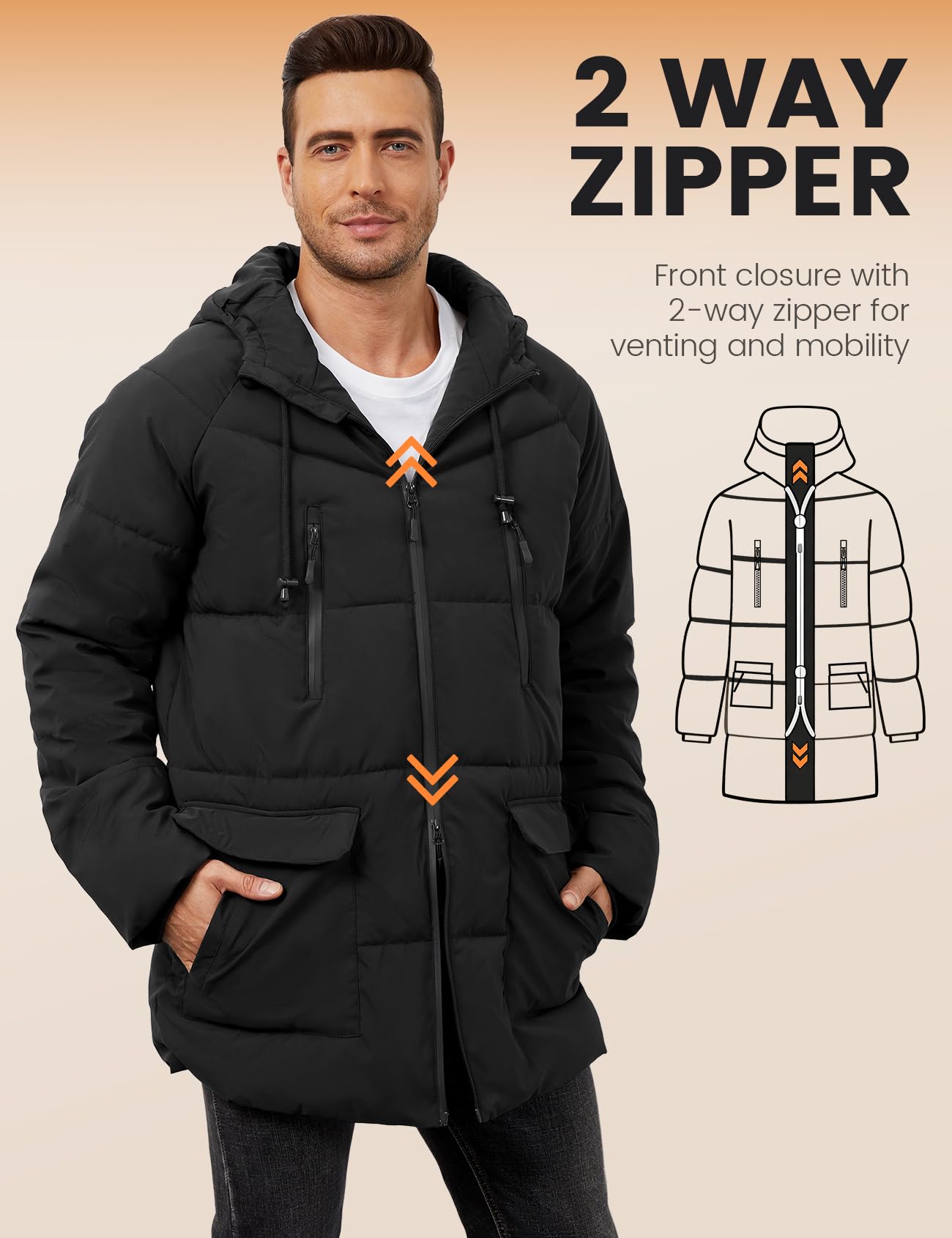 Yimoon waterproof shell closeup highlights durable outer layer for wet snow days.