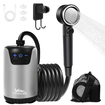 Yimserk 8000mAh portable camping shower head offers compact on-the-go cleaning.