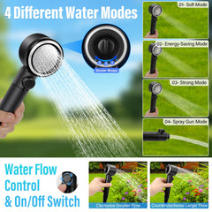 Yimserk camping shower with four spray modes for versatile outdoors use.