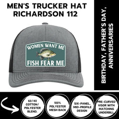 Yippee Daisy Women Want Me Fish Fear Me hat, back view, breathable mesh back for cooler sessions