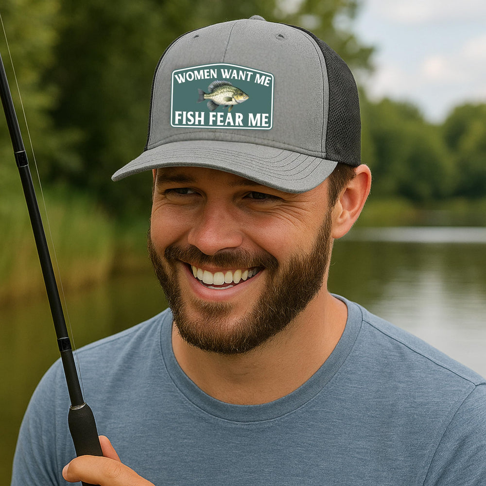Yippee Daisy Women Want Me Fish Fear Me hat, side view, ideal for all-day boat wear