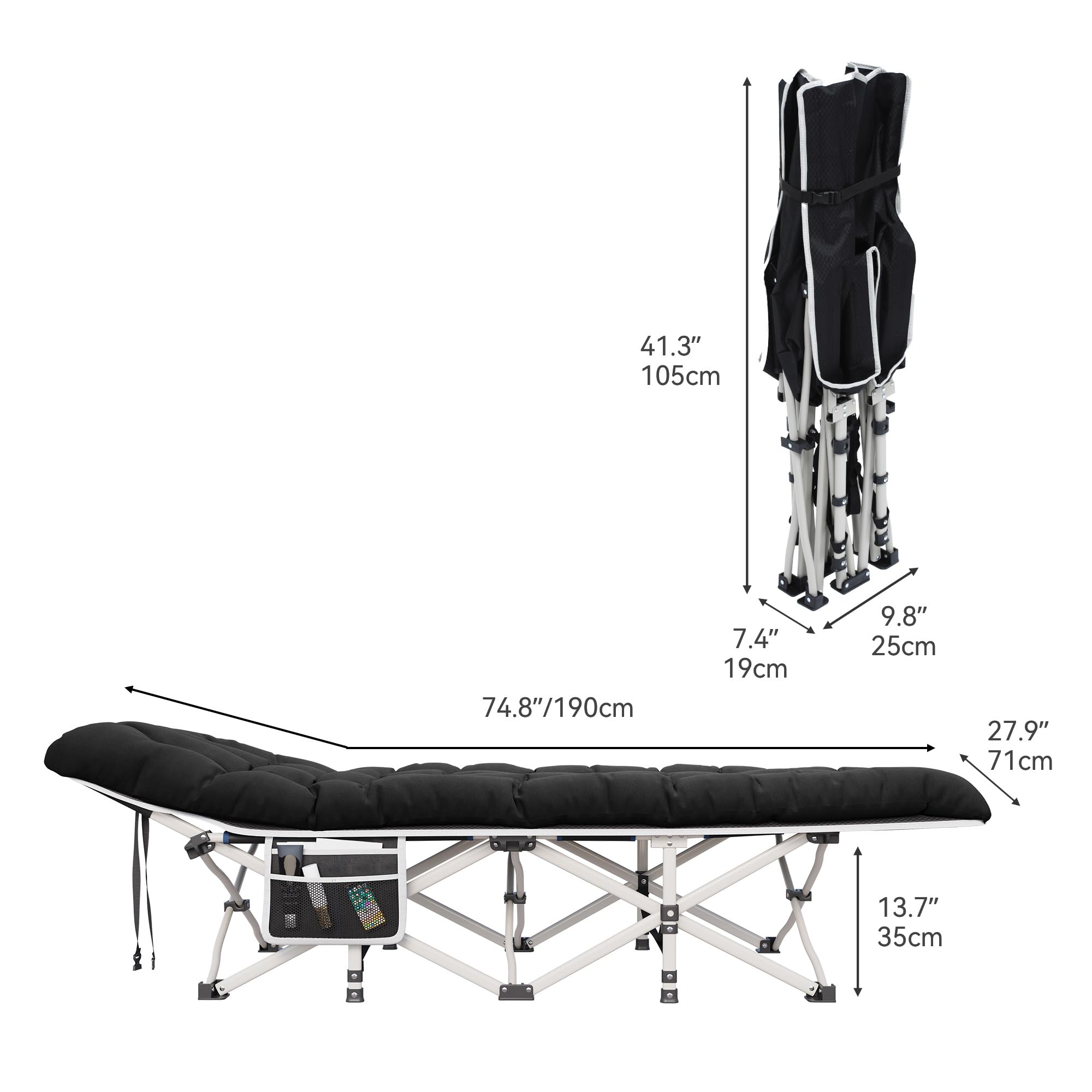 YITAHOME cot supports up to 575 pounds with a sturdy frame.