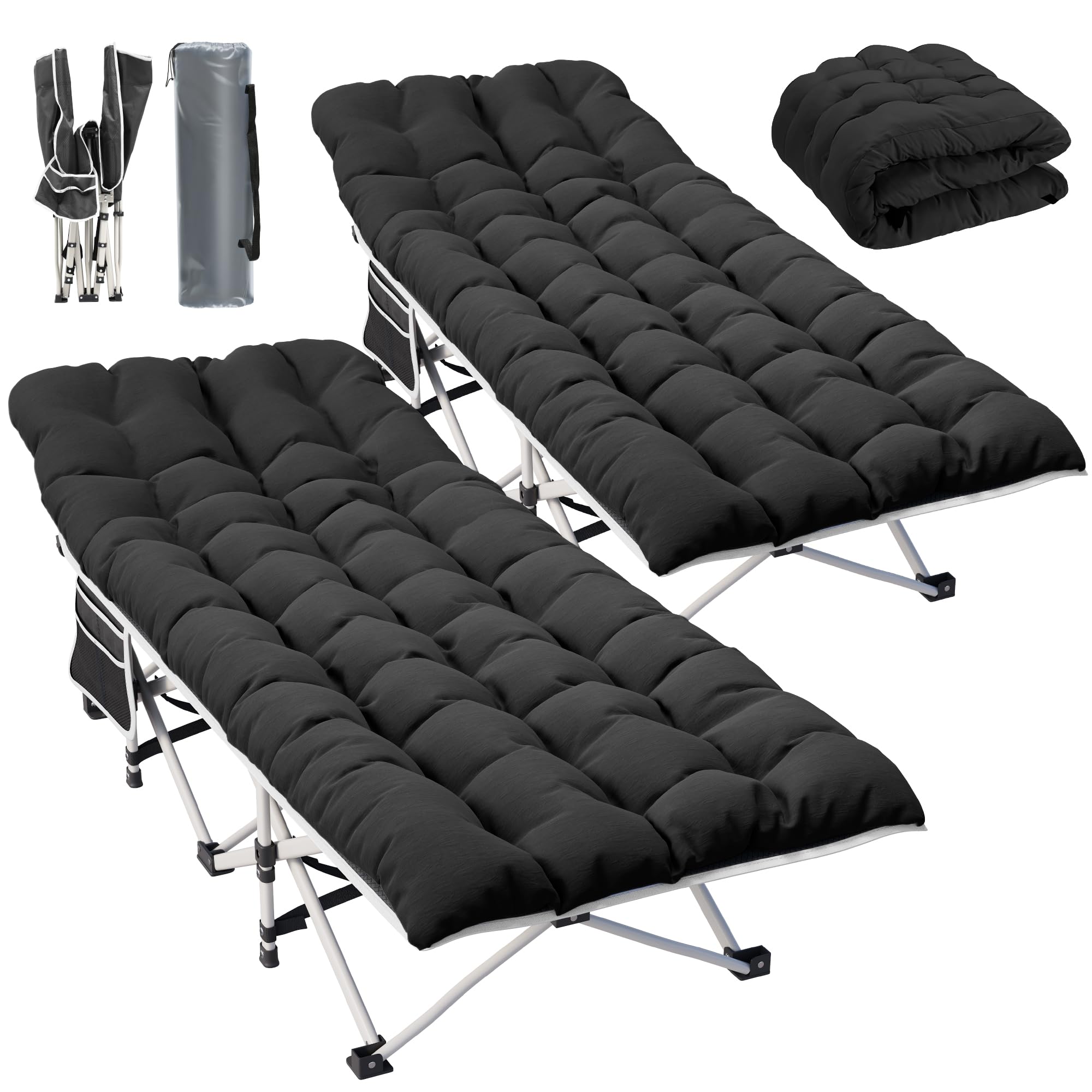 YITAHOME camping cot with one-piece mattress for outdoor comfort.