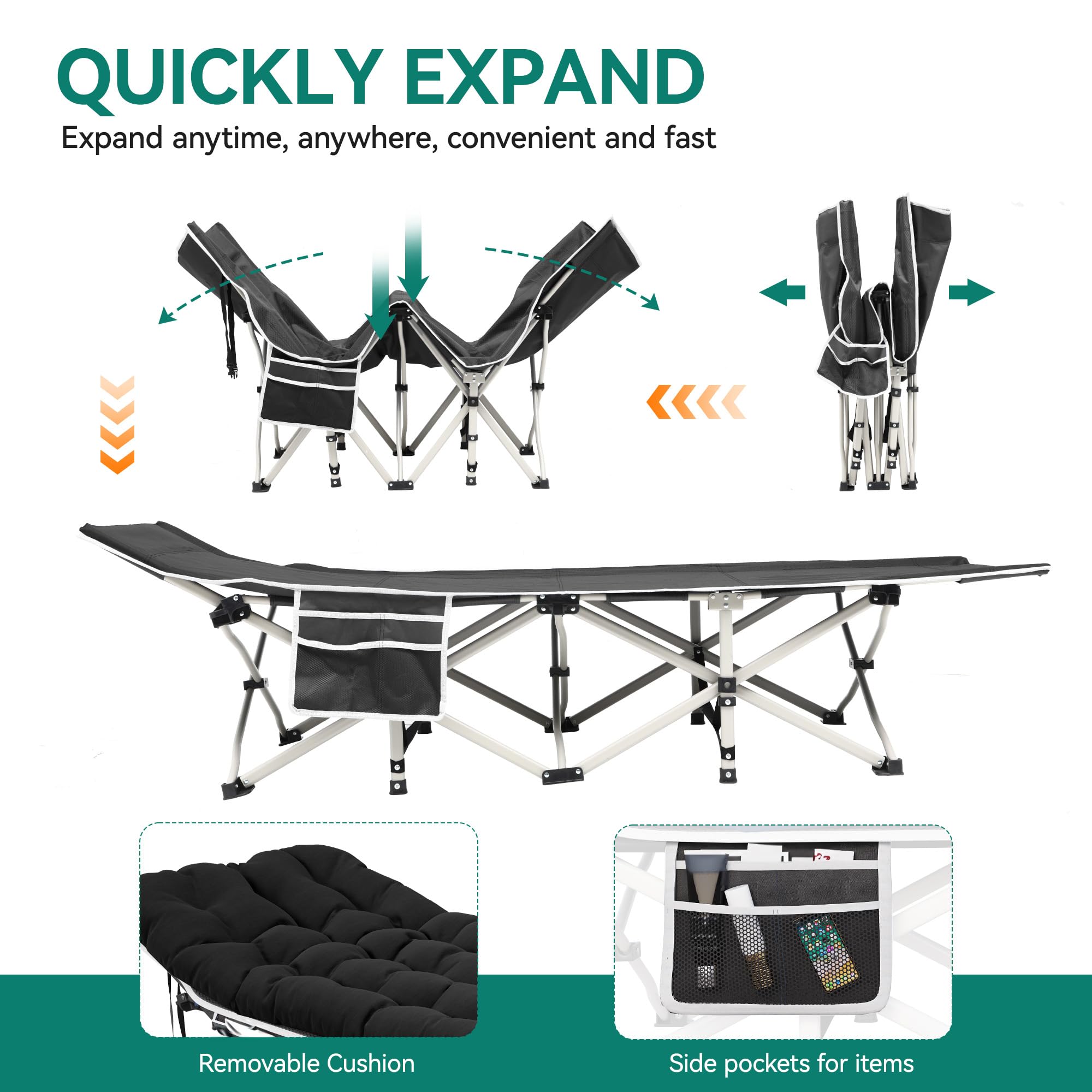 YITAHOME camping cot side bag keeps essentials secure during trips.