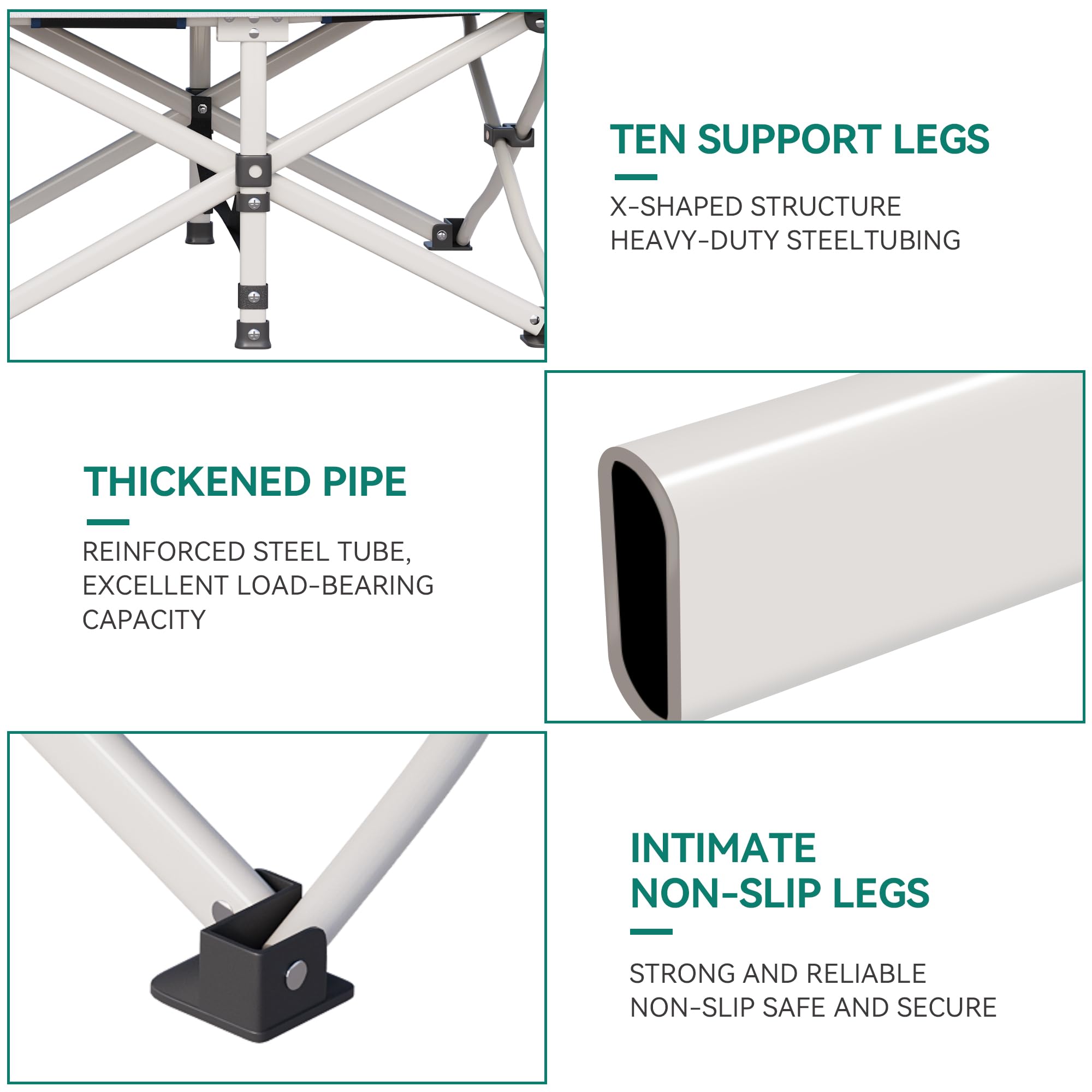 YITAHOME camping cot sturdy legs provide stable support