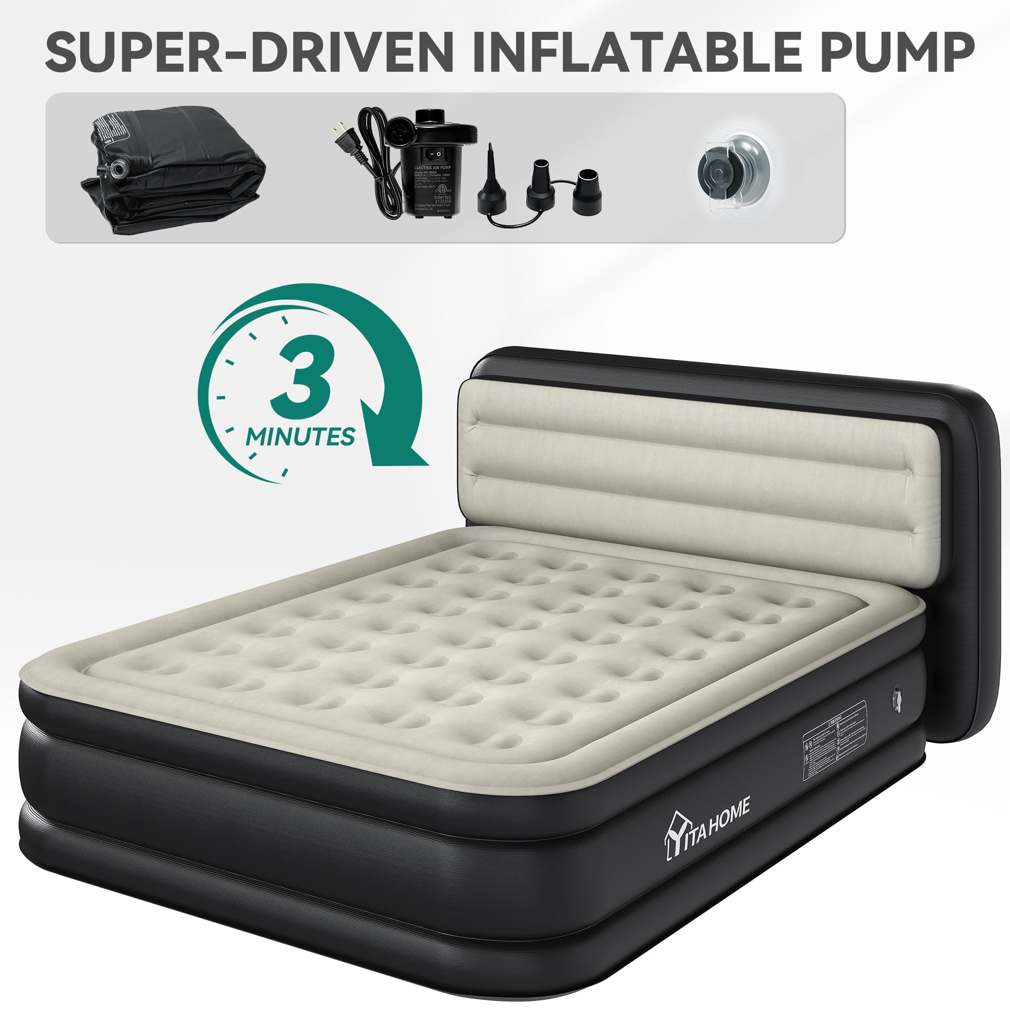 Carry bag and repair kit included with the YITAHOME air mattress