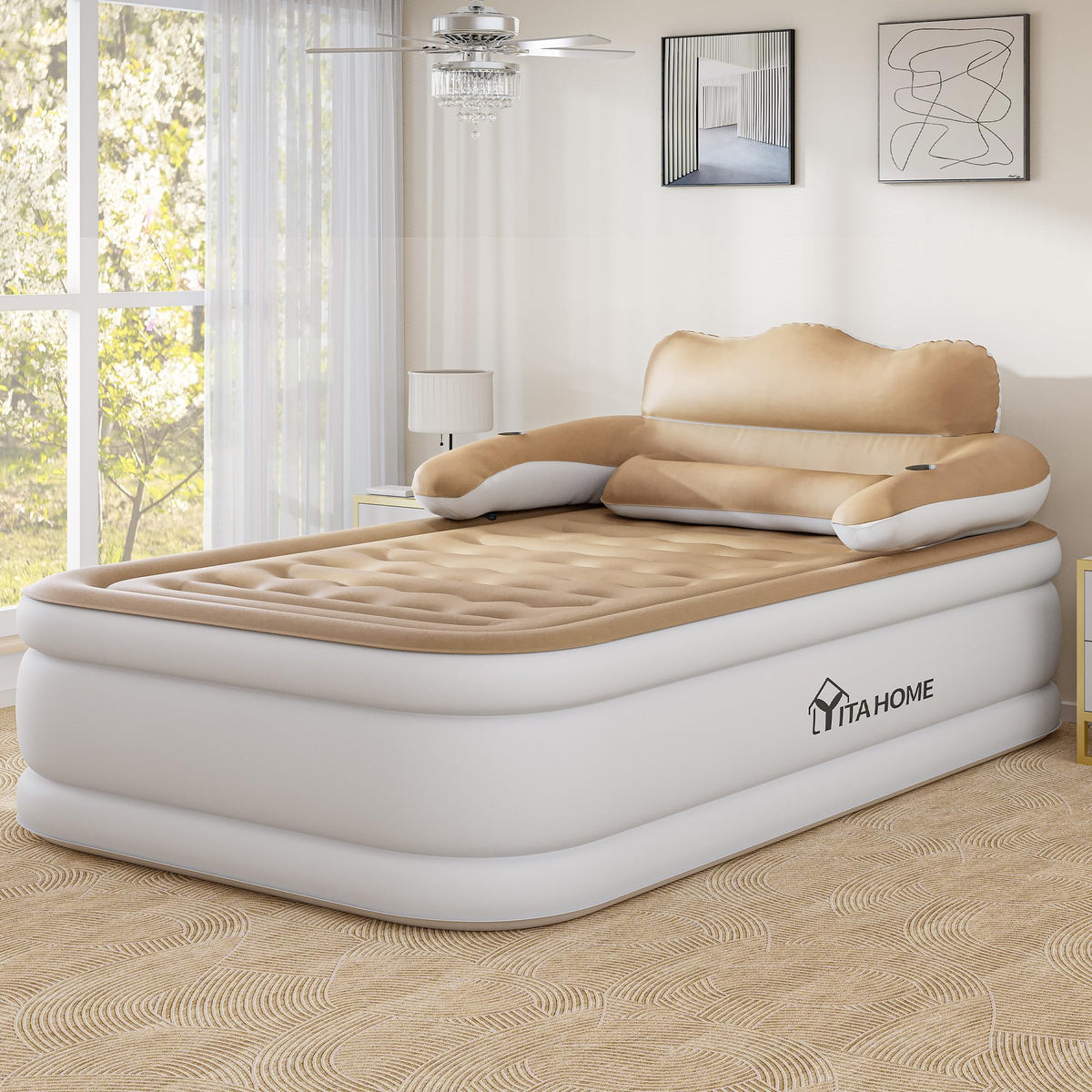 YITAHOME FullXL air mattress with 80x53x18 inch size for home use.