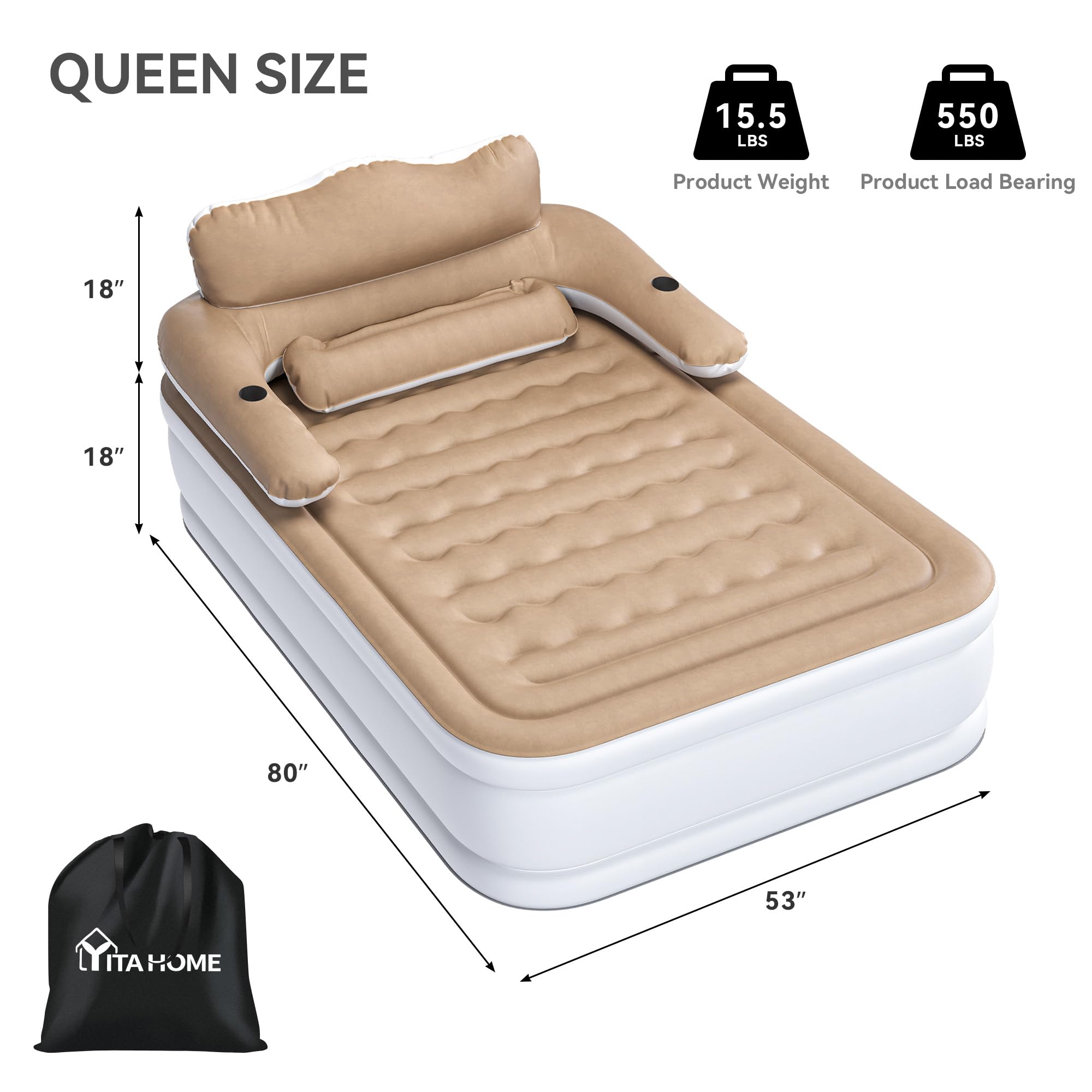 YITAHOME FullXL carry bag with mattress for easy travel and storage