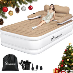 YITAHOME FullXL air mattress with headboard and pump for quick setup