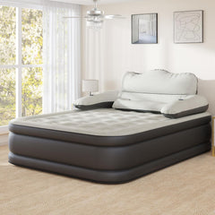 YITAHOME queen air mattress with headboard in full view for home or camping.