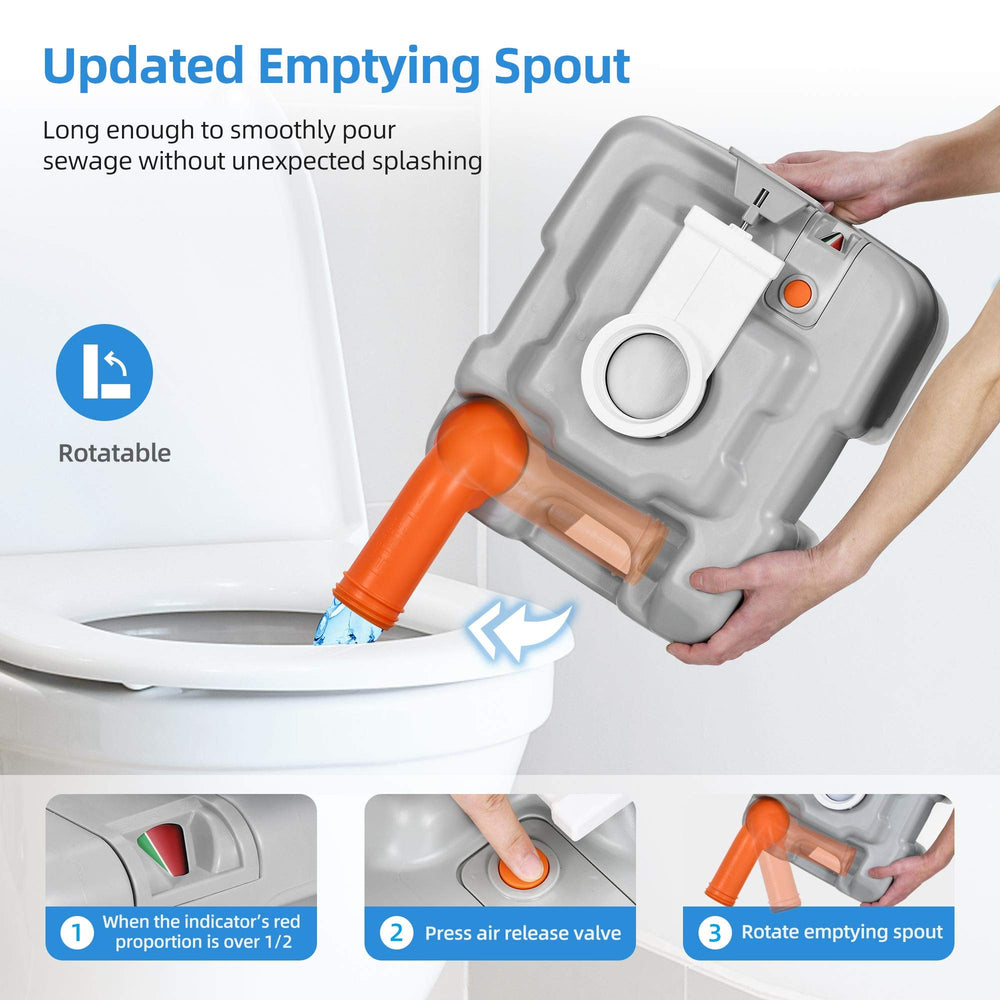 YITAHOME rotating pour spout enables splash-free waste disposal.