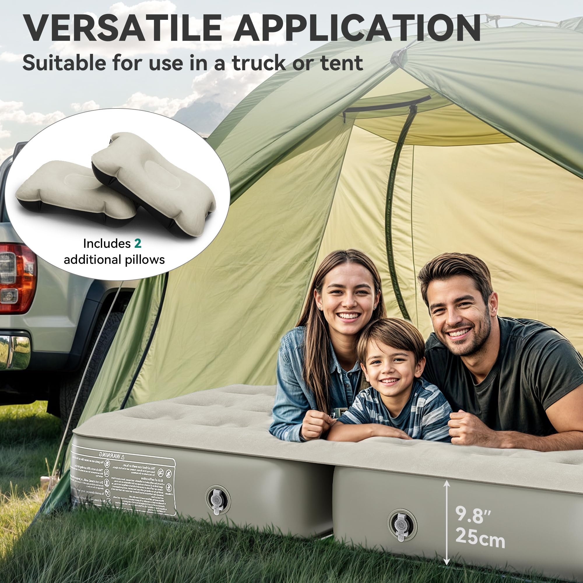 YITAHOME SUV air mattress top view shows soft flocked fabric for cozy rest