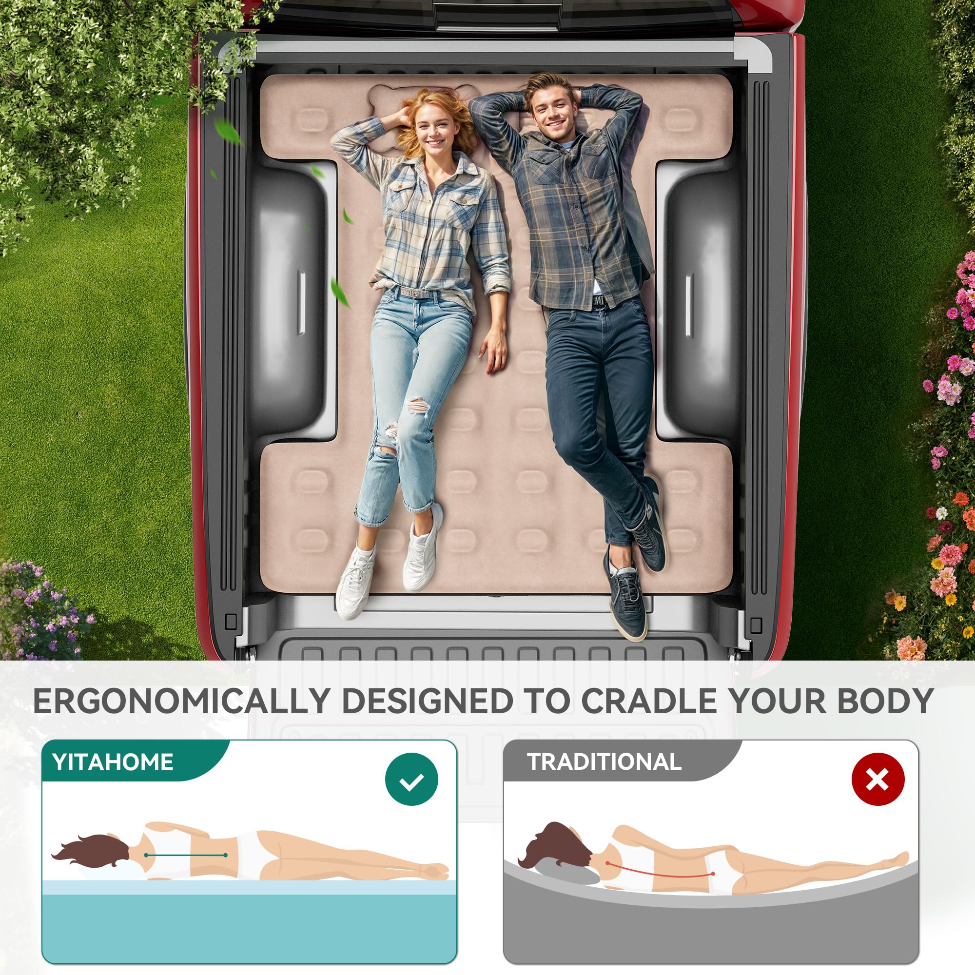 YITAHOME non-slip bottom keeps mattress secure on truck bed