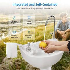 YITAHOME used-water flow into RV toilet tank demonstrating water recycling on the go.