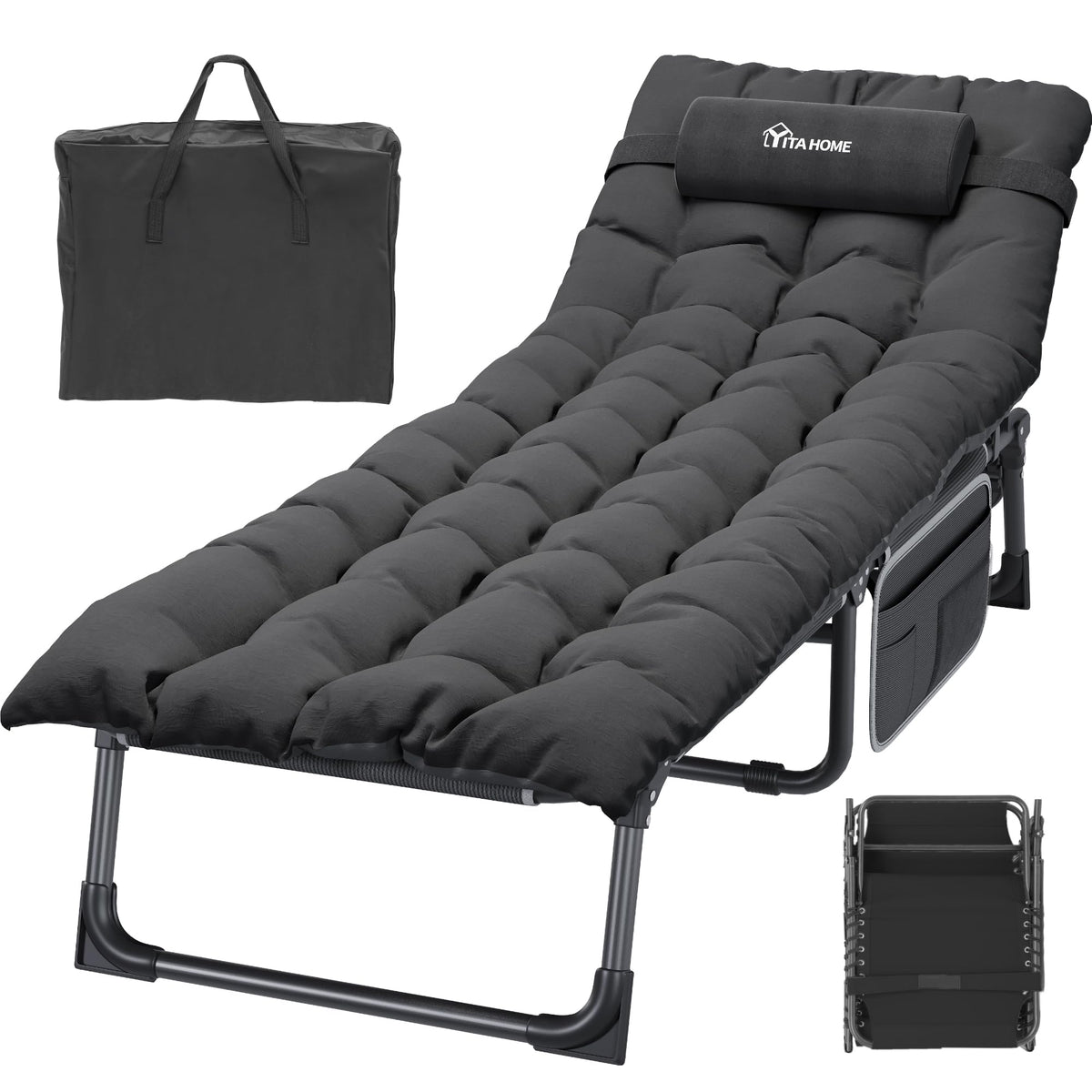 YITAHOME XL camping cot with mattress, easy assembly for outdoor comfort
