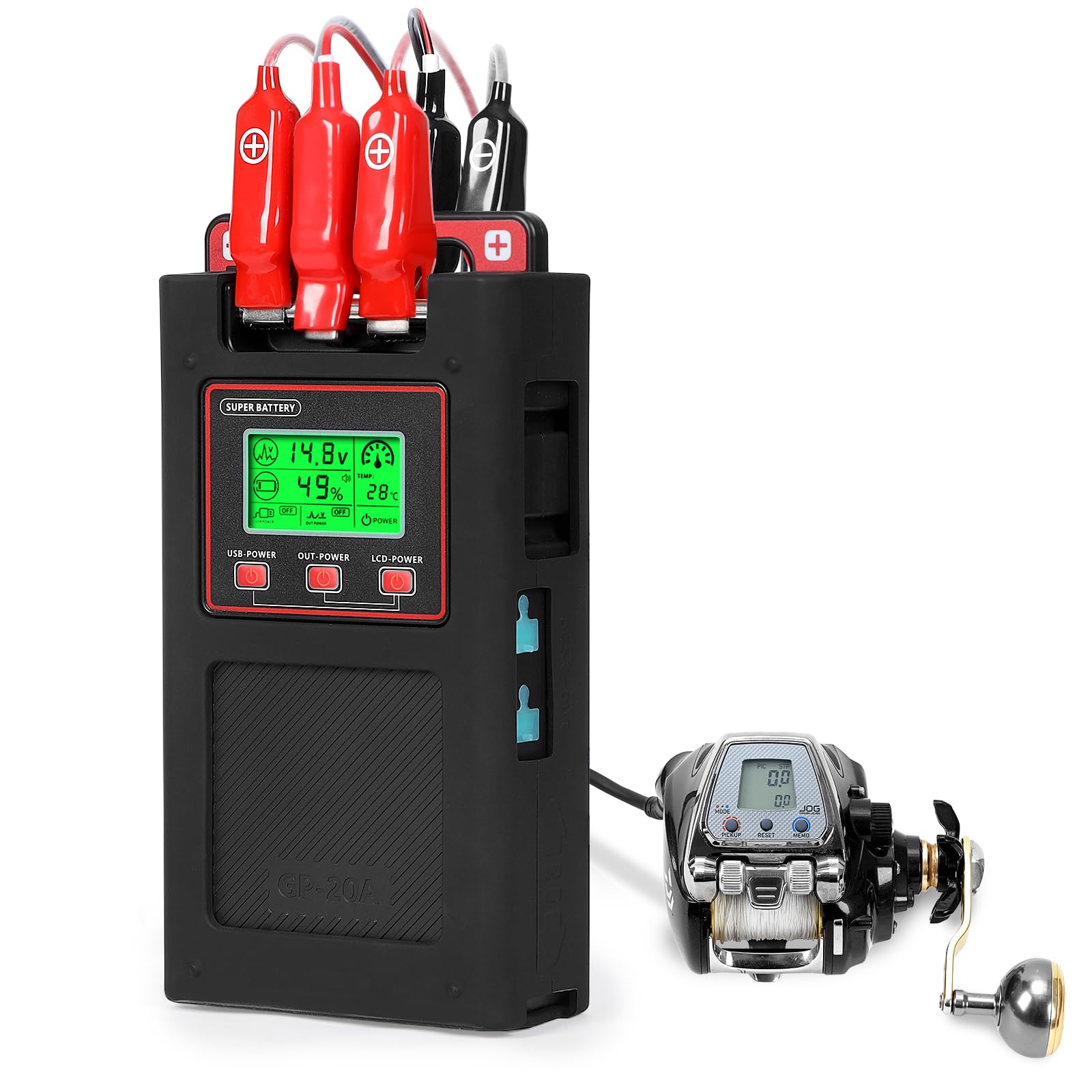 YL-HLOT electric reel battery exterior showing rugged portable design for long fishing trips
