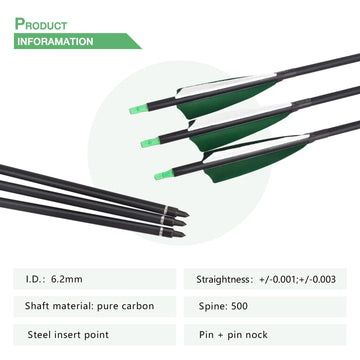 YLS arrow specifications include 30-inch length with 7.8mm outer and 6.2mm inner diameters.