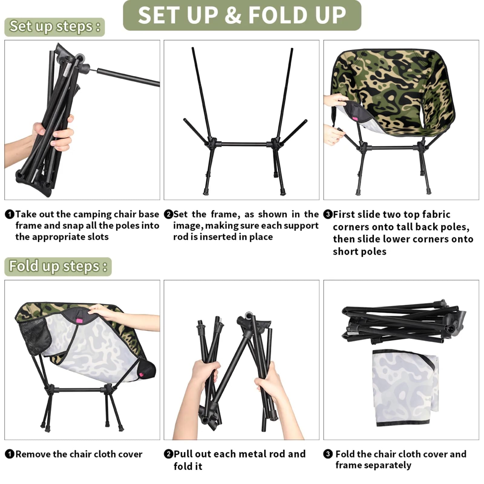 YLYNIU portable camping chair packs into a compact storage bag for travel