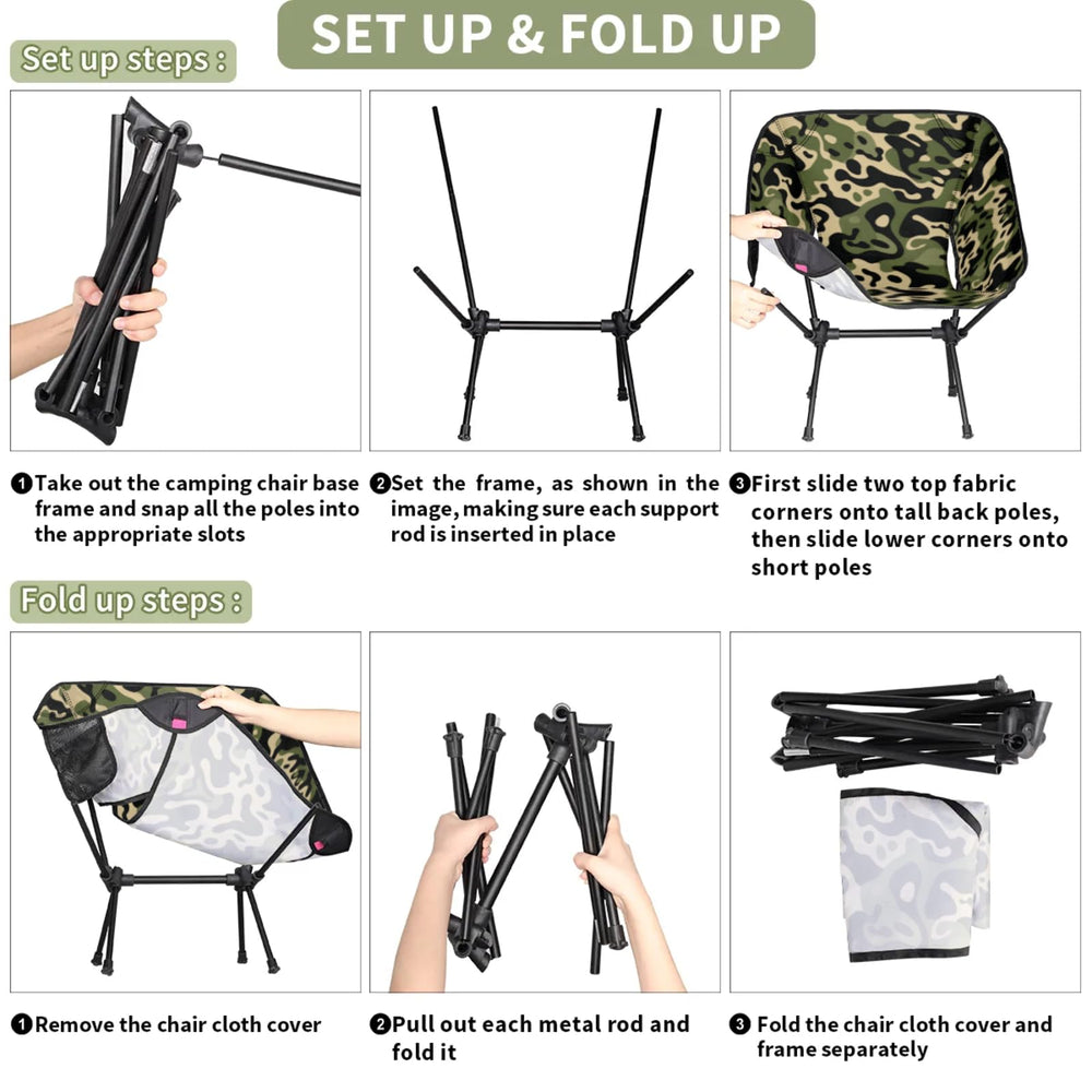 YLYNIU portable camping chair packs into a compact storage bag for travel