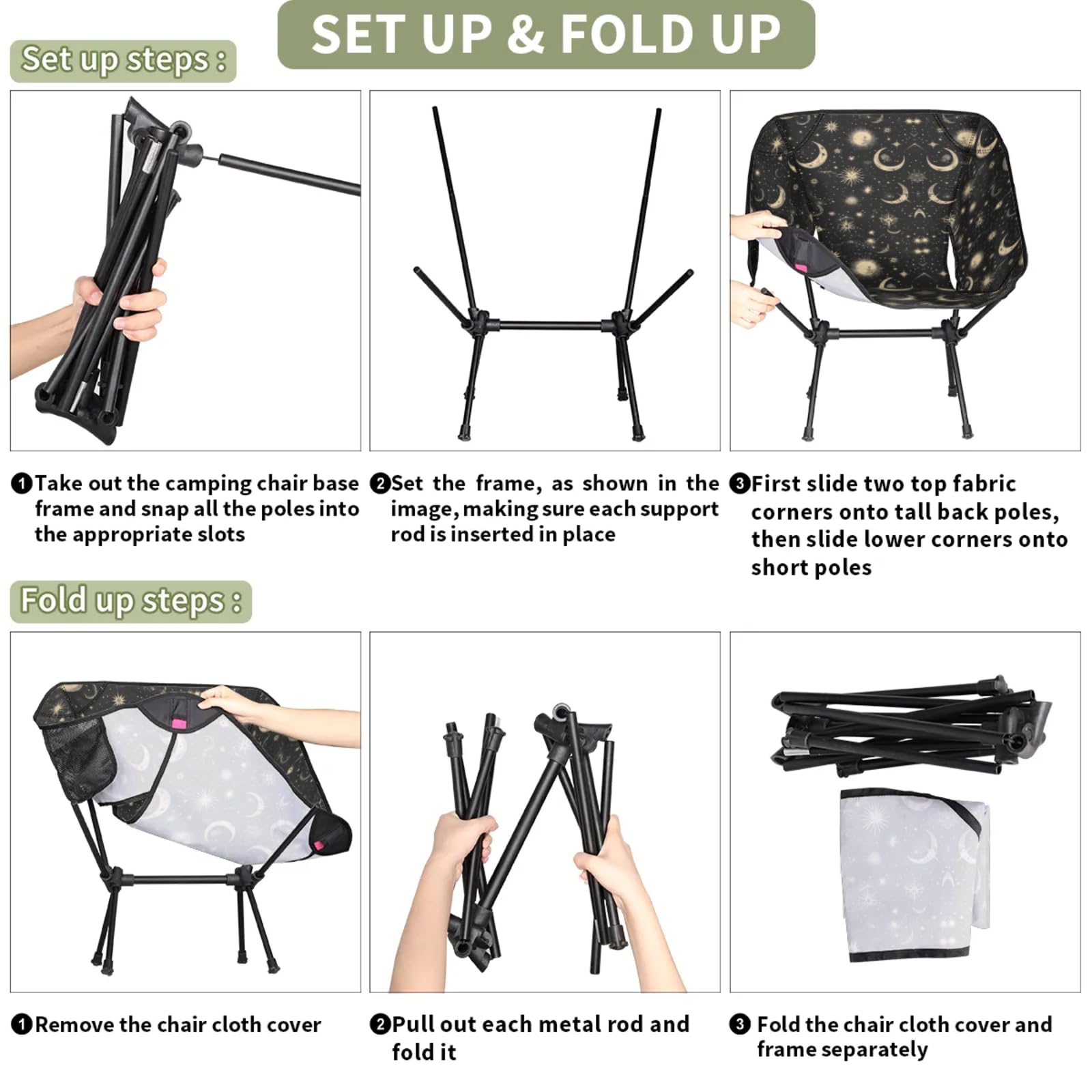 YLYNIU portable camping chair easy assembly unfolds in minutes