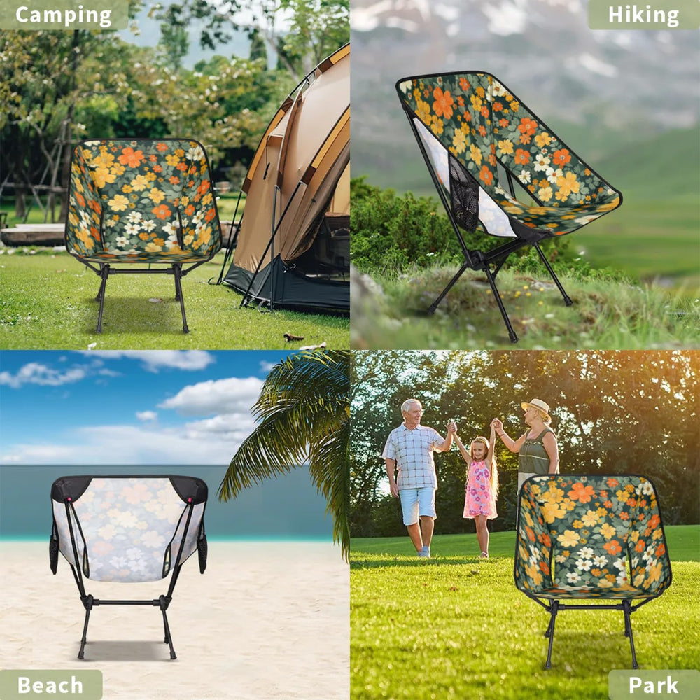 YLYNIU floral-pattern camping chair showcasing a portable, compact design.