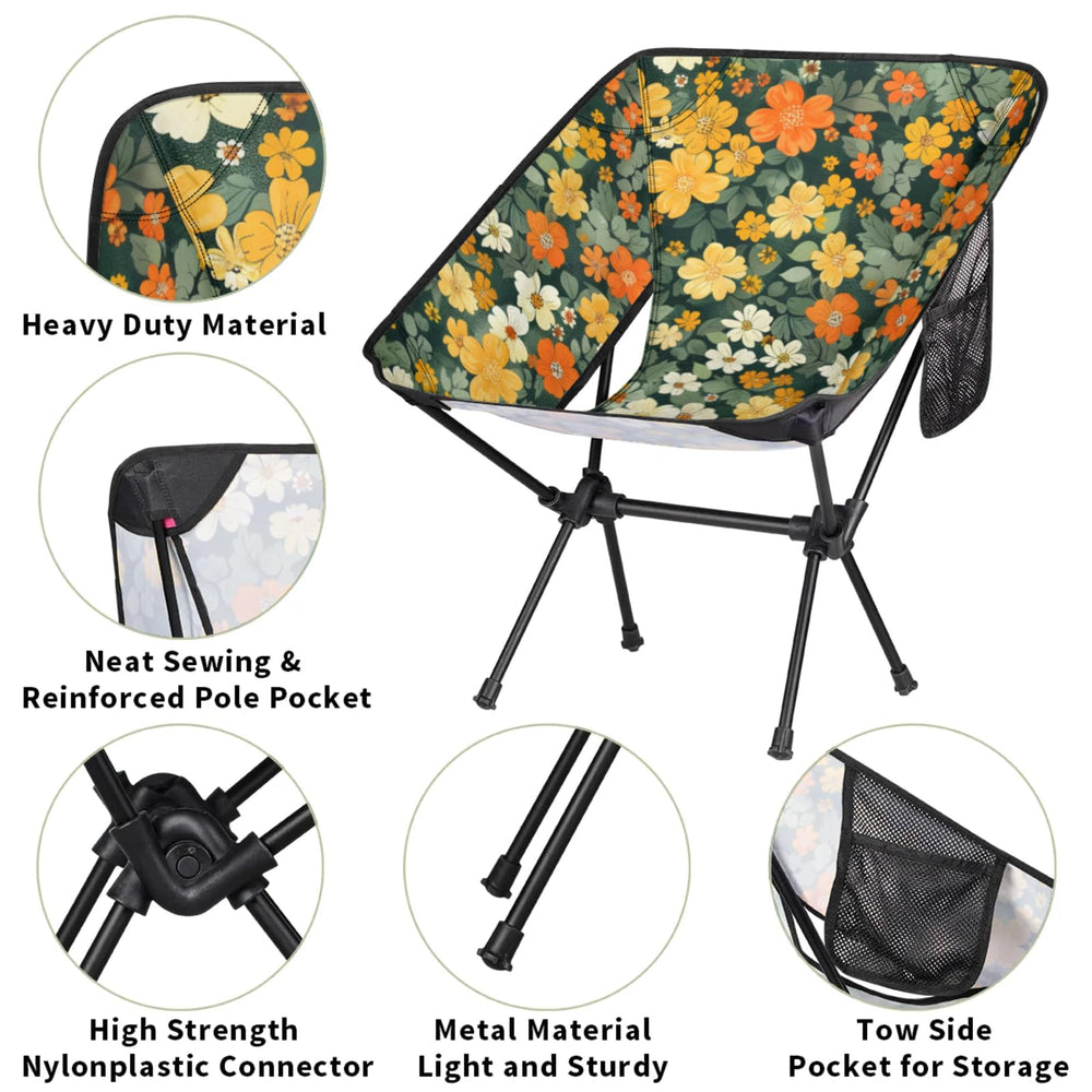 YLYNIU flowers green pattern outdoor chair ready for camping, fishing, or picnics.