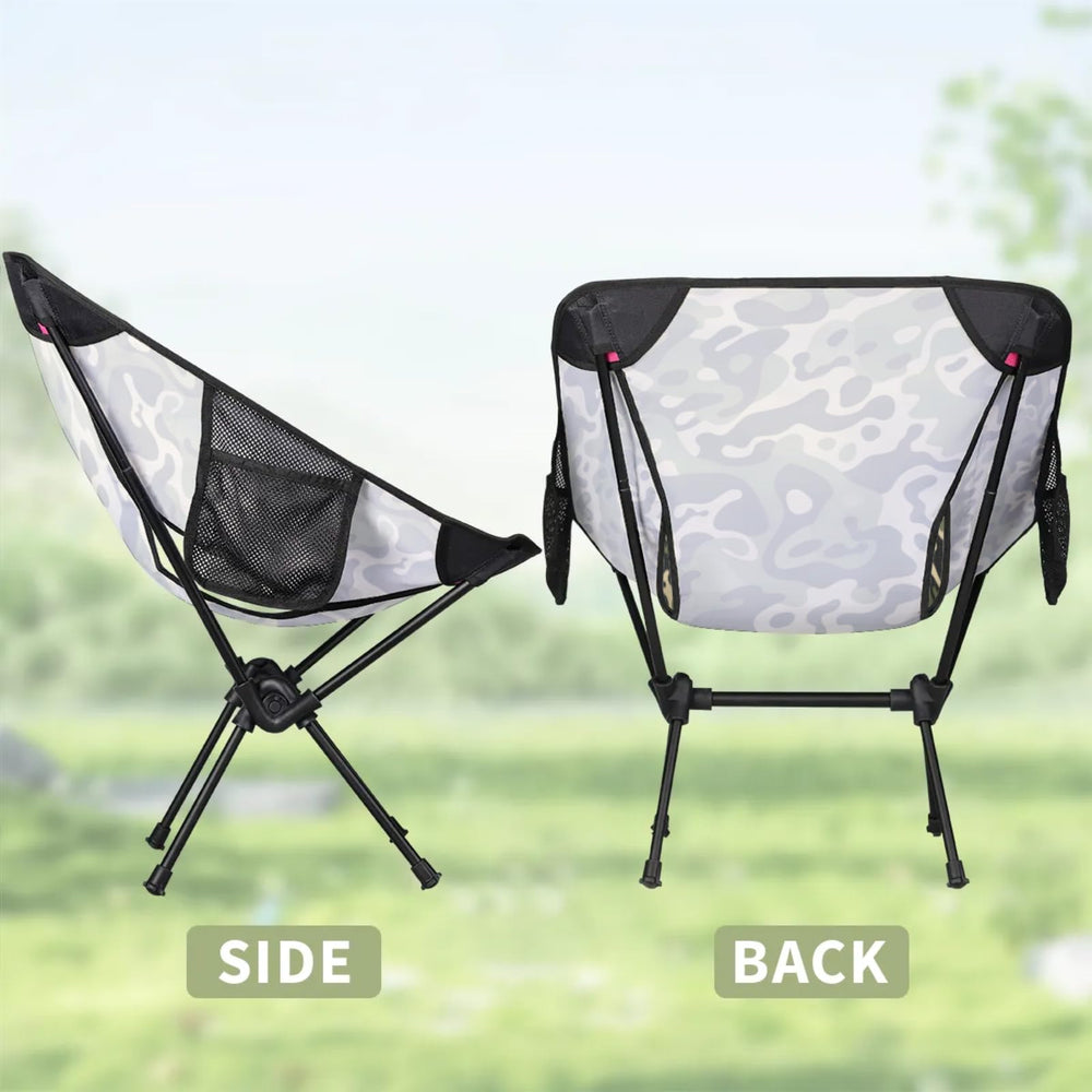 YLYNIU portable camping chair camouflage closeup highlights rugged fabric for outdoor use