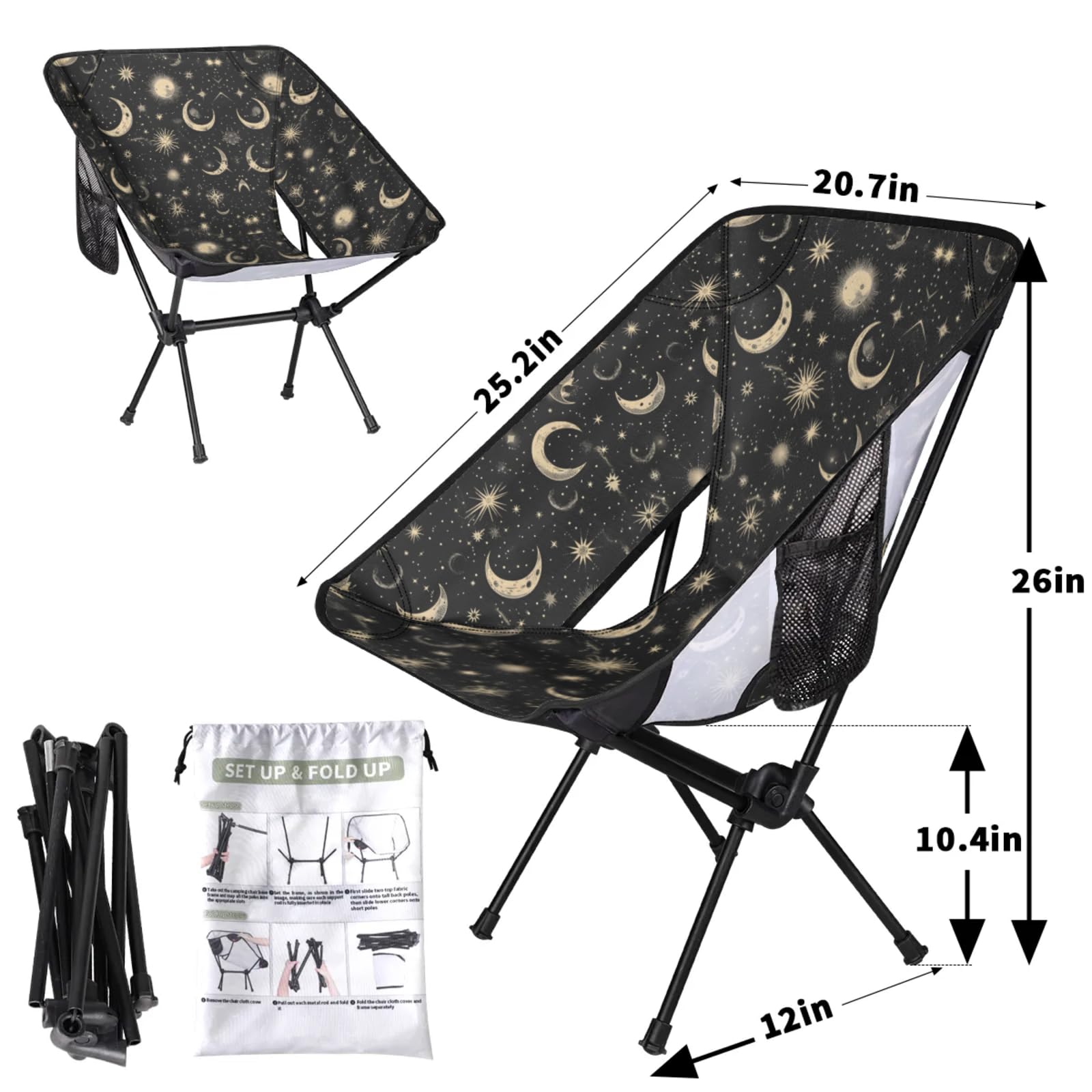 YLYNIU portable camping chair X-structure delivers stable support up to 176 pounds