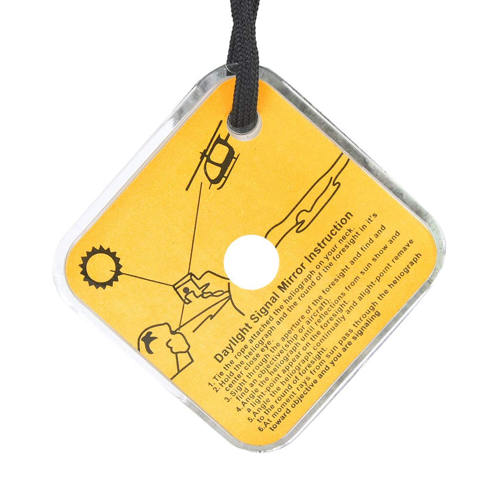 Ymiko emergency signaling mirror suited for camping, boating, and outdoor activities.