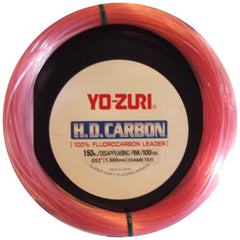 Yo-Zuri pink fluorocarbon leader ready for saltwater fishing with low visibility.
