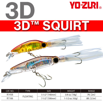 Yo-Zuri 3D Squirt Pearl Blue side view emphasizes realistic shape for offshore bites.