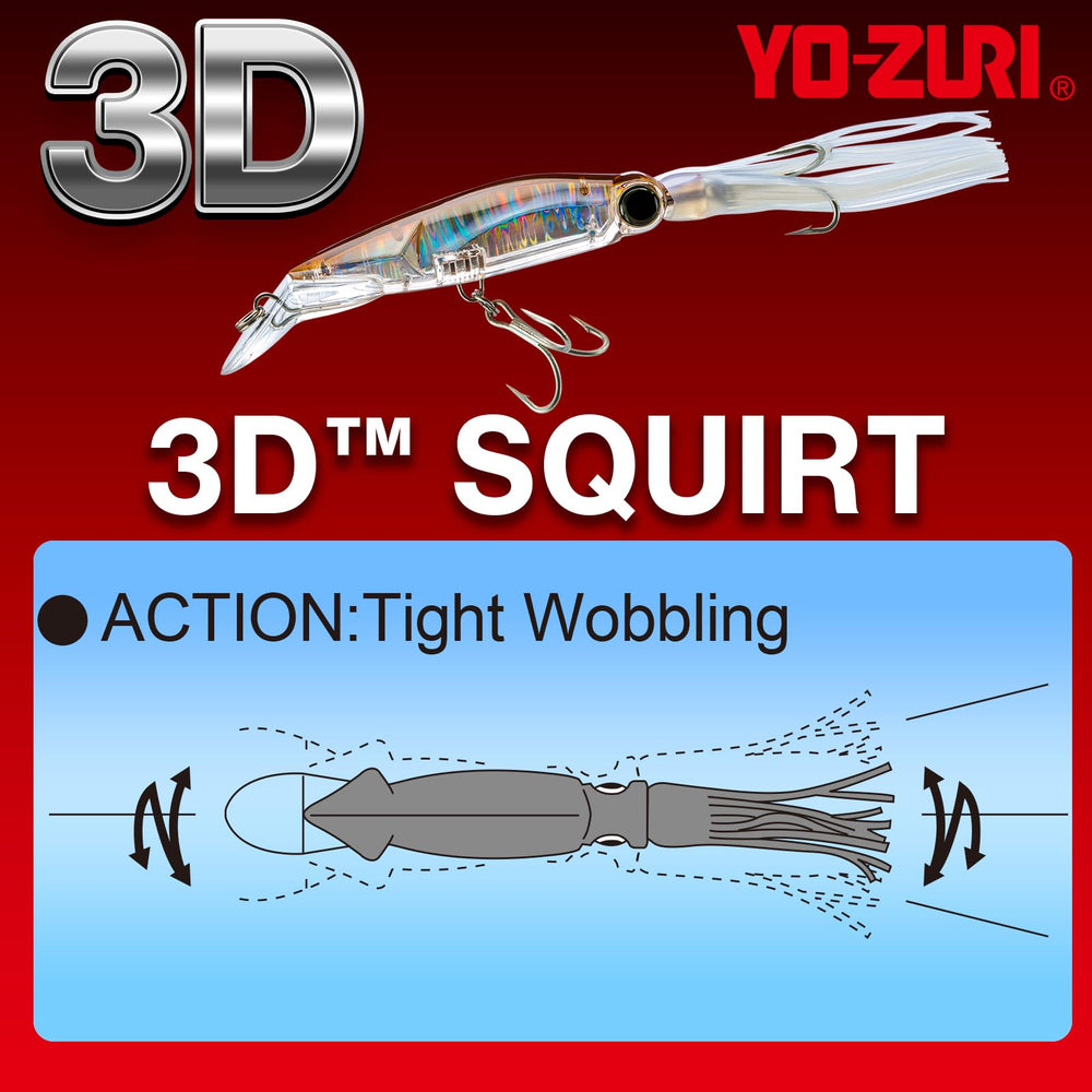 Yo-Zuri 3D Squirt Pearl Blue tail skirt close-up highlights calibrated colors attracting prey.