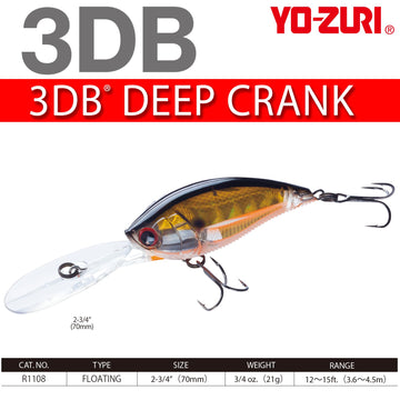 Yo-Zuri 3DB Deep Crank lure lip design ready to bounce off cover