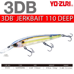 Yo-Zuri 3DB Jerkbait 110 Deep close detail emphasizes 3DB paint durability