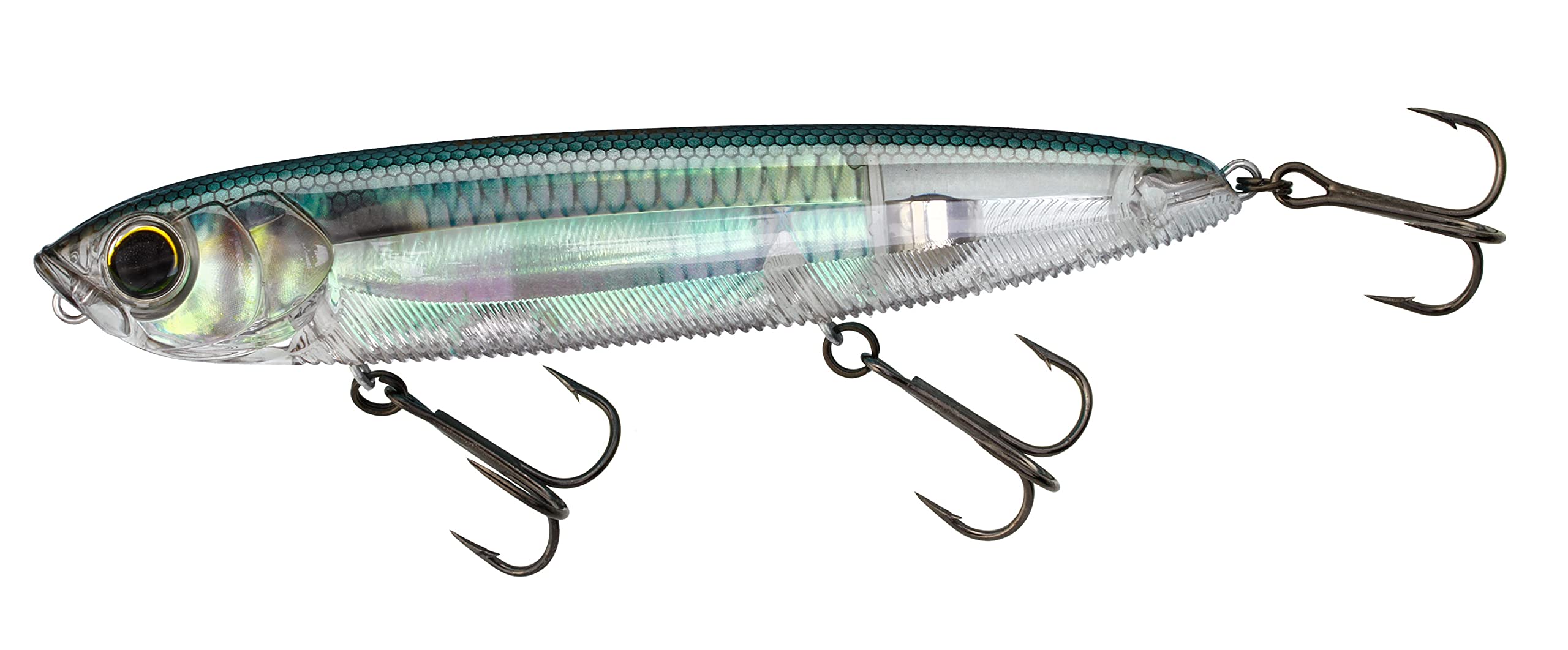 Yo-Zuri 3DB Pencil Real Gizzard Shad lure glides with lifelike topwater action.