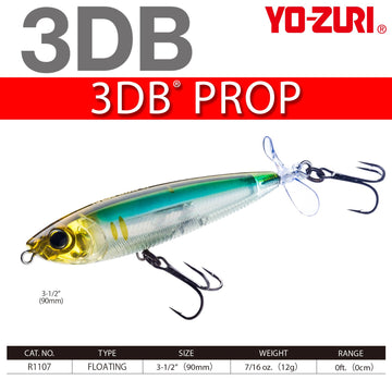 Yo-Zuri 3DB Prop Prism Frog in-water action emphasizes vibration and flash.