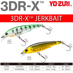 Yo-Zuri 3DR-X Jerk Bait hooks with black nickel for secure hookups