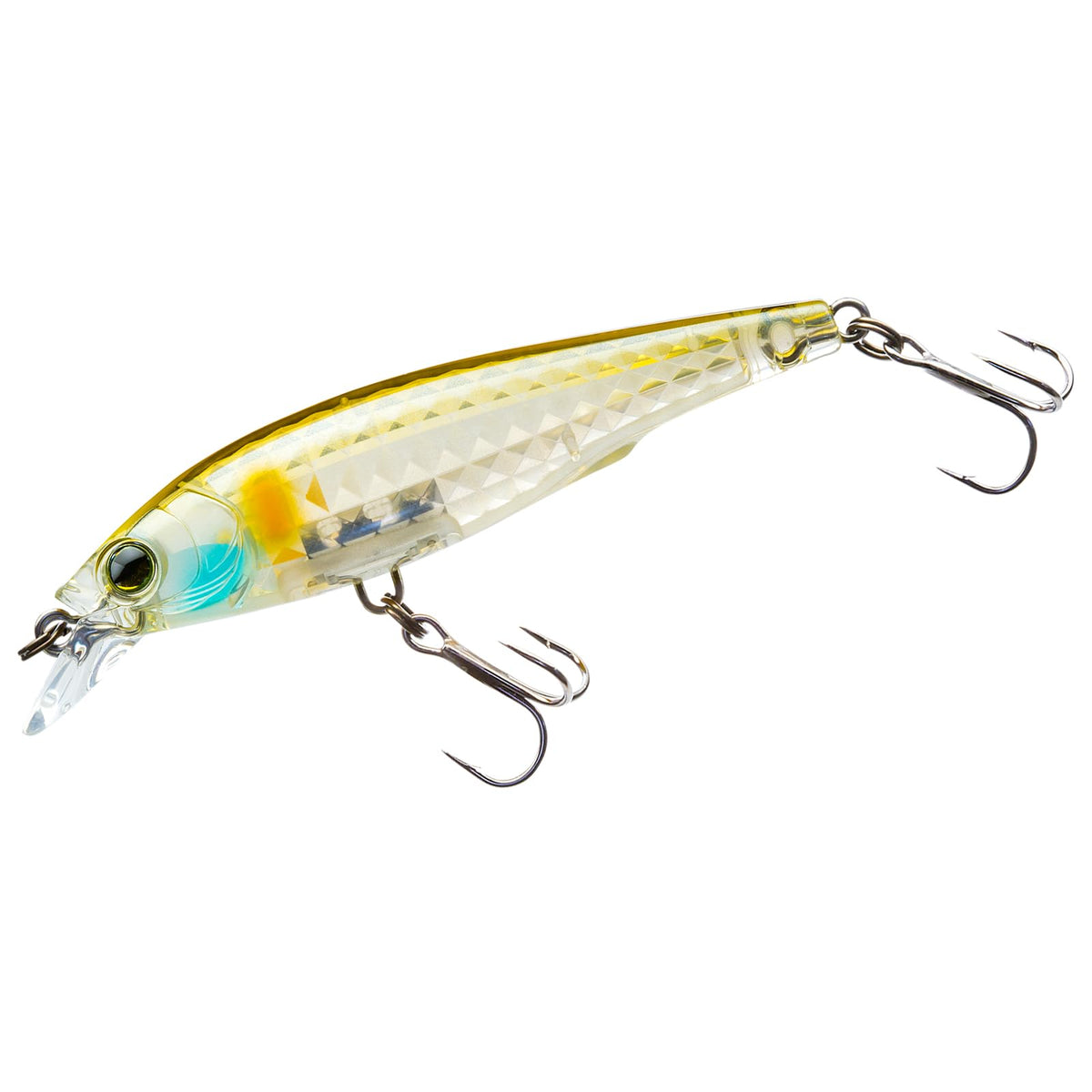 Yo-Zuri 3DR-X Jerk Bait Ghost Ayu 80mm showing prism-scale flashes for high visibility