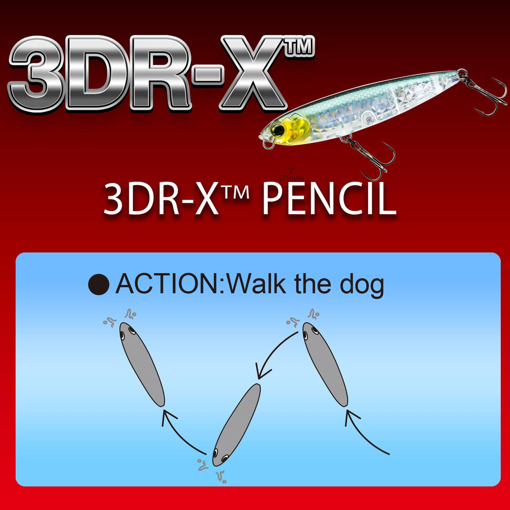 Yo-Zuri 3Dr-X Pencil F Bone prism detail emphasizes light dispersion