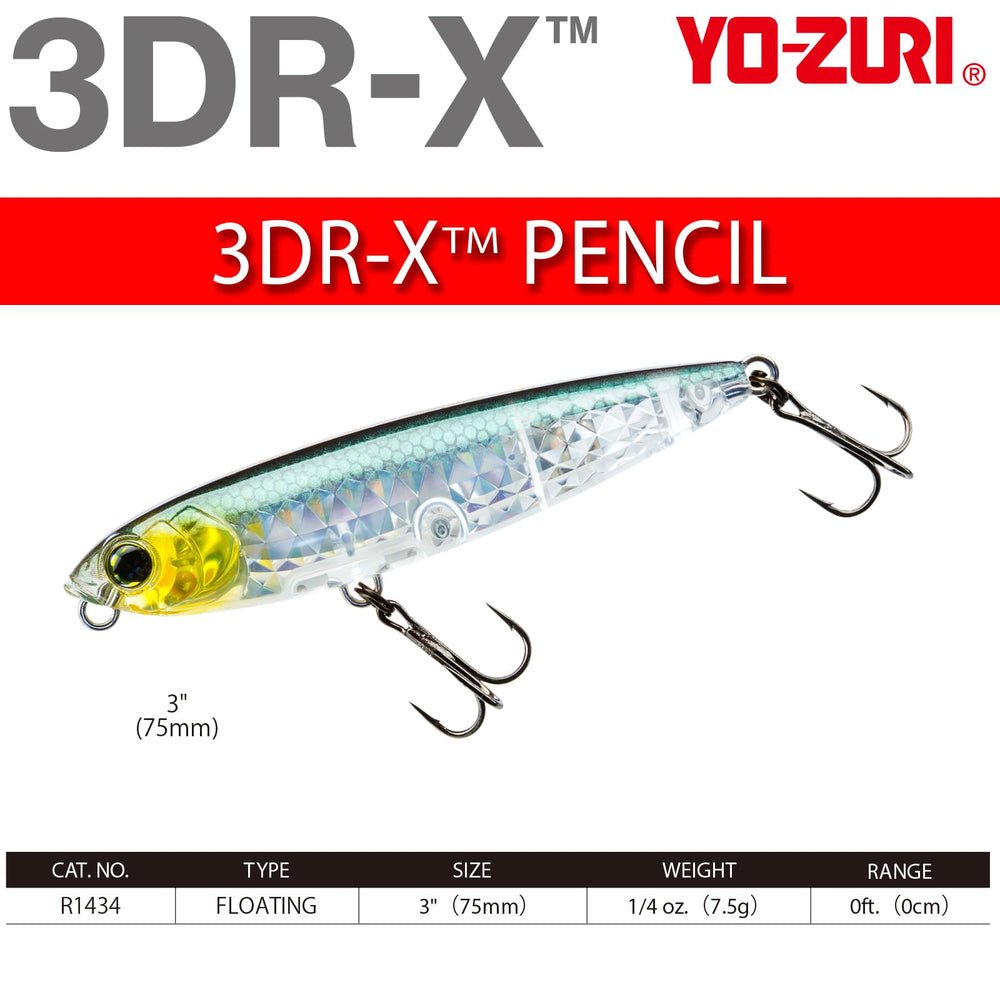 Yo-Zuri 3DR-X Pencil Prism Silver Black rattle for single cadence sound