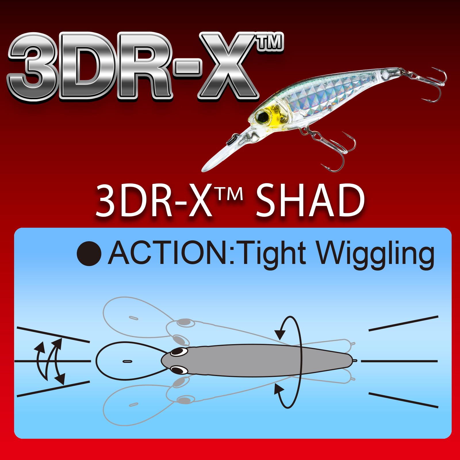 Yo-Zuri 3DR-X Shad Ghost Ayu black nickel hooks close-up