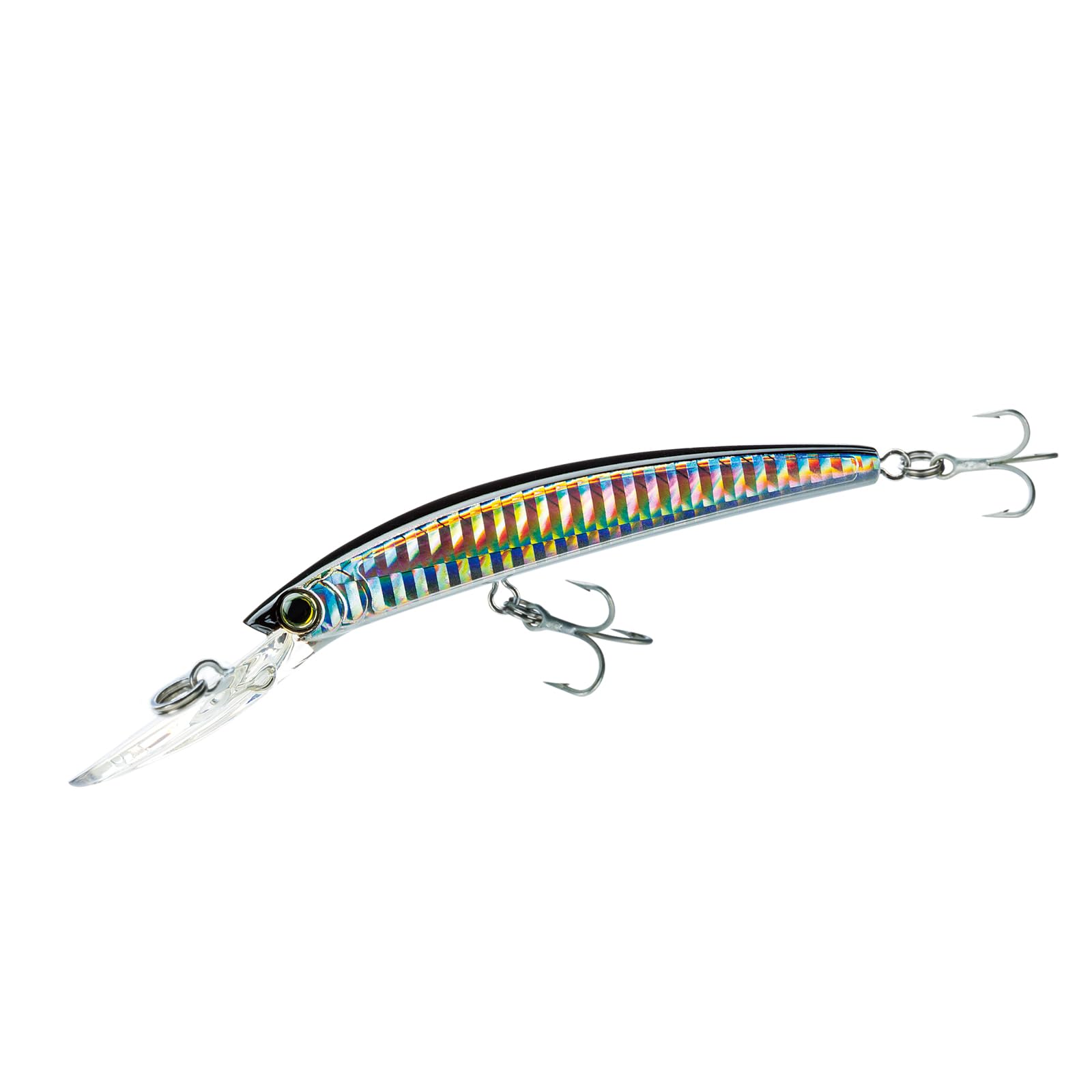 Yo-Zuri Crystal Minnow Deep Diver lure in silver-black with high visibility.