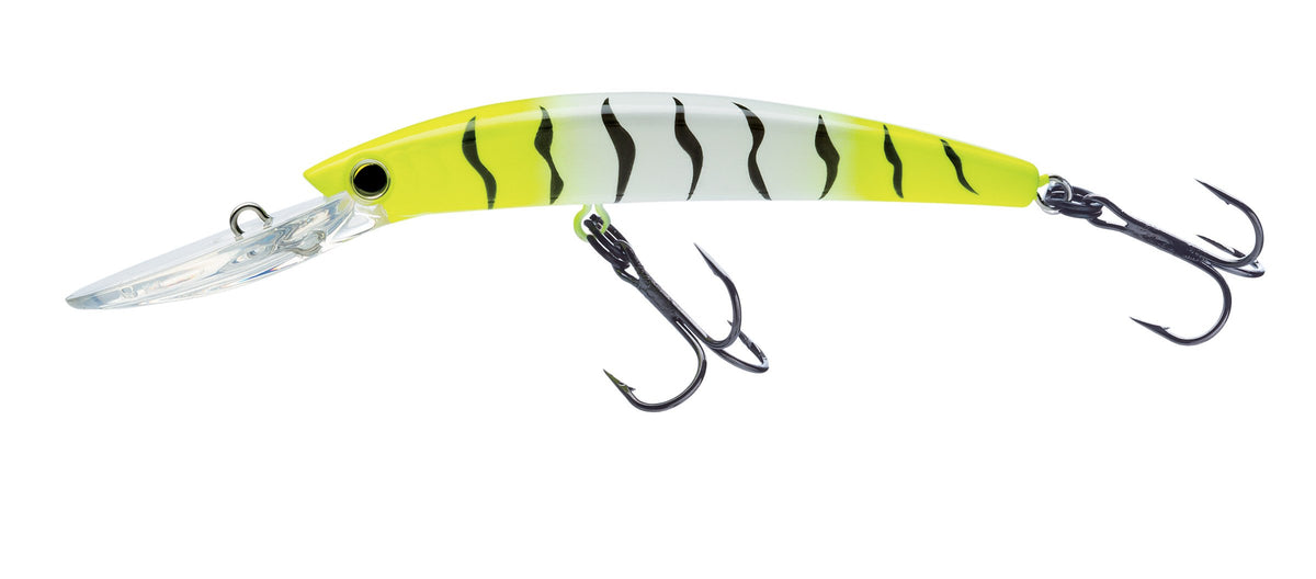 Yo-Zuri Crystal Minnow Deep Diver Walleye Chartreuse Tiger lure for freshwater trolling