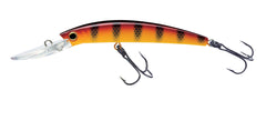 Yo-Zuri Crystal Minnow Deep Diver Walleye lure in Hot Perch, ideal for freshwater trolling.